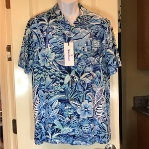 Caribbean Roundtree & Yorke tropical button down short sleeve collared shirt M